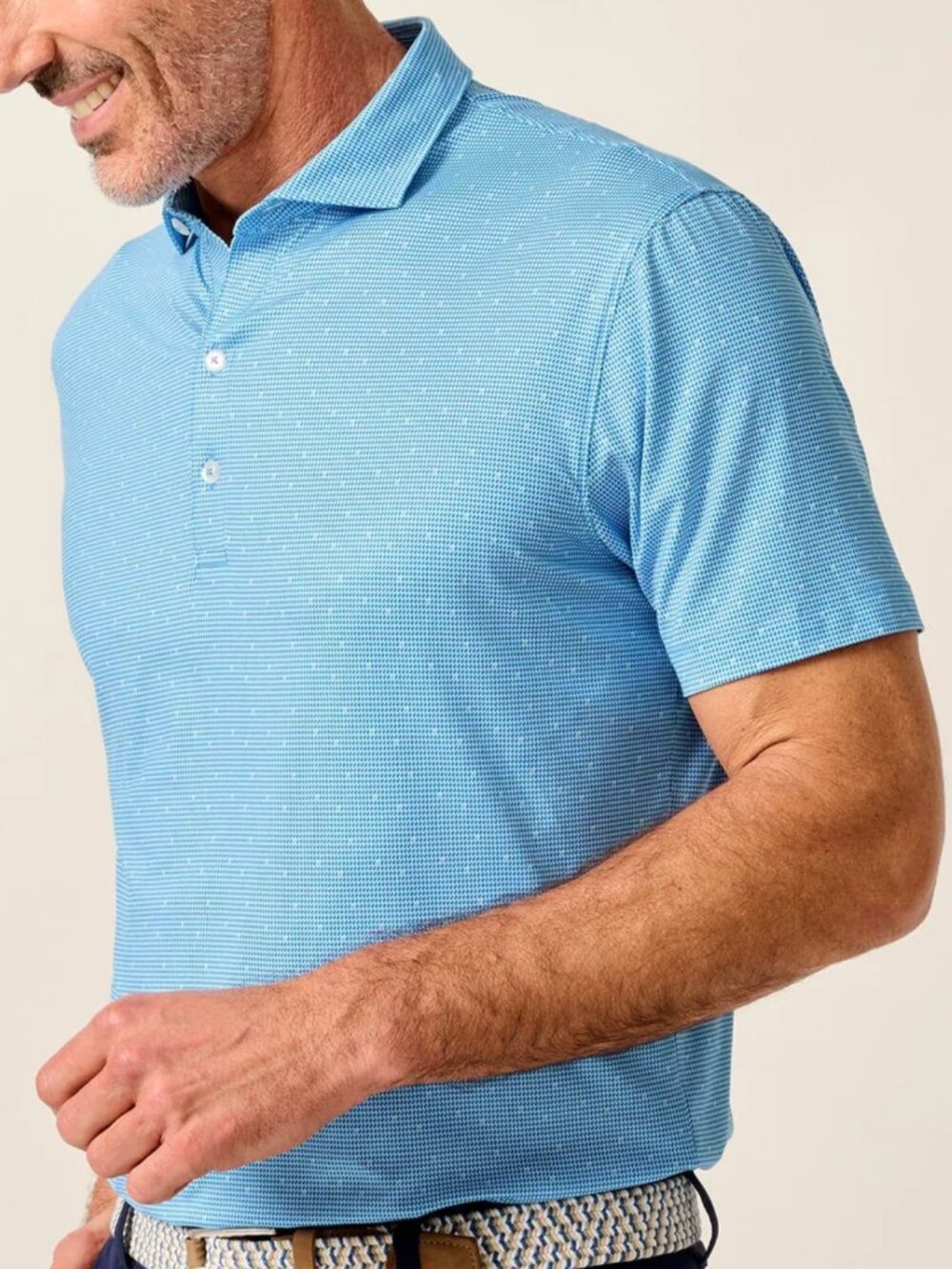 Johnnie-O Palisades Blue Tundra Featherweight Performance Polo Geo Print Golf